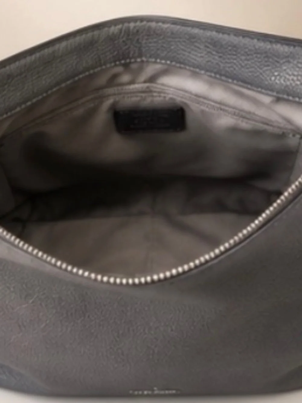 Coach Pebbled Leather Zip Shoulder Bag Purse – Charcoal Gray